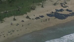 Prefeitura realiza operação para retirar manchas de óleo em praia de Abaetetuba