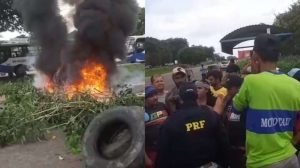 Caminhoneiros bloqueiam BR-316 e protestam contra fiscalização da PRF