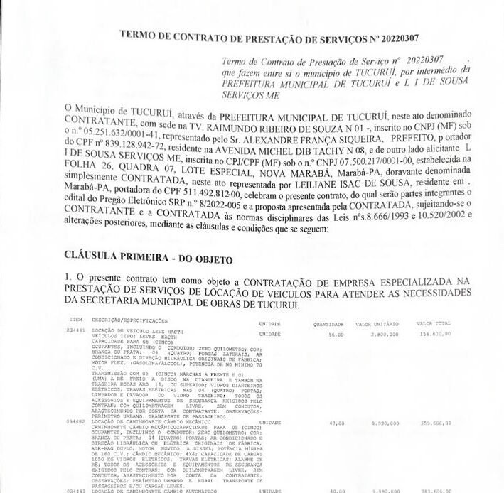 Um fato que chama a atenção, é que a prefeitura firmou termo de prestação de contrato para o alugel de 136 veículos, uma quantidade 