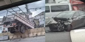 Colisão entre veículos causa congestionamento na avenida Pedro Álvares Cabral, em Belém